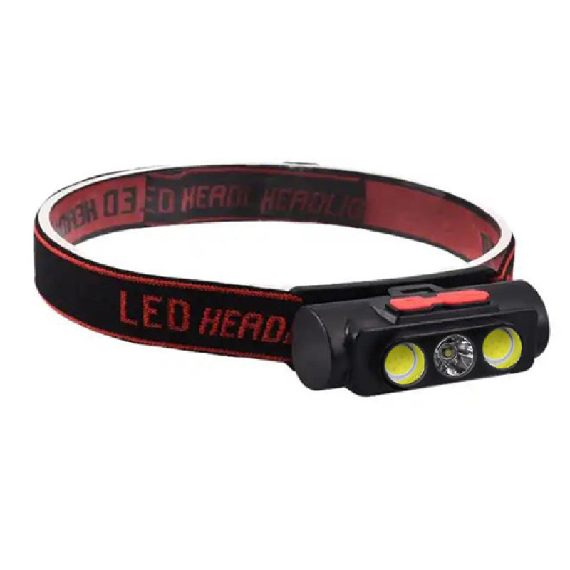 Ліхтар налобний PLD-2119B-XPE+2COB(white+red), 1х18650, ЗП Type-C, Box