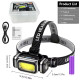Ліхтар налобний HX-T80S-COB(White+Red), Motion Sensor, Waterproof, 1x18650, ЗУ Type-C, магніт, Box