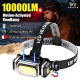 Ліхтар налобний HX-T80S-COB(White+Red), Motion Sensor, Waterproof, 1x18650, ЗУ Type-C, магніт, Box