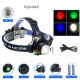 Ліхтар налобний PLD-V9-F-4XPE(RGB), 2x18650, ЗУ Type-C, zoom, Box