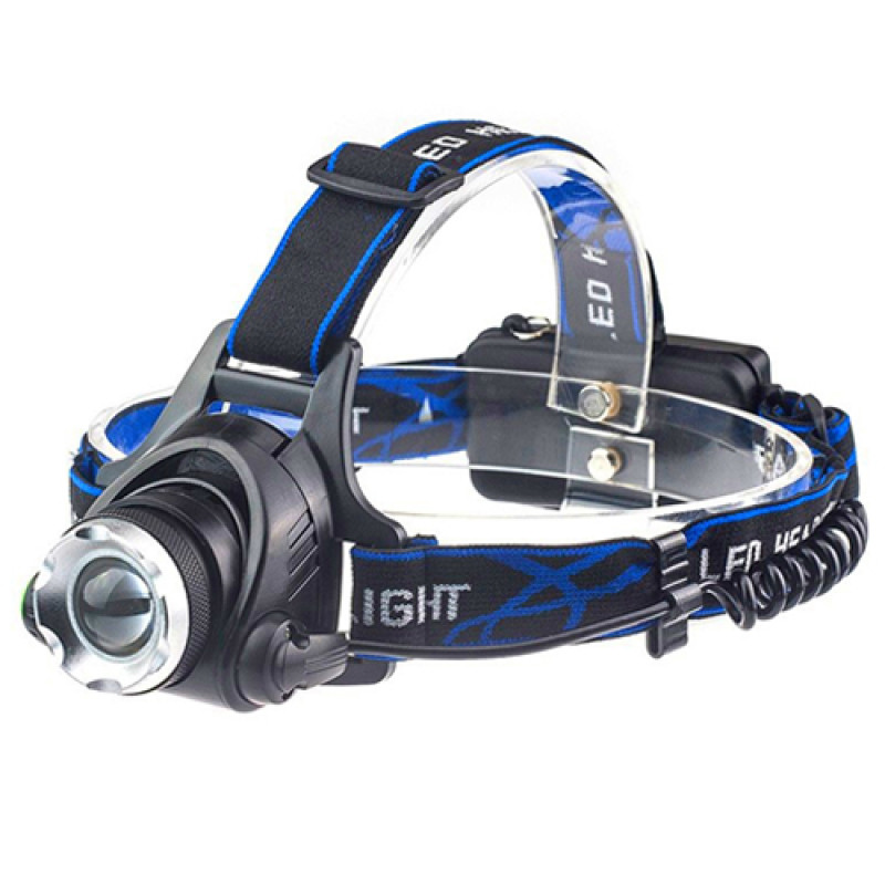 Ліхтар налобний PLD-V9-F-4XPE(RGB), 2x18650, ЗУ Type-C, zoom, Box