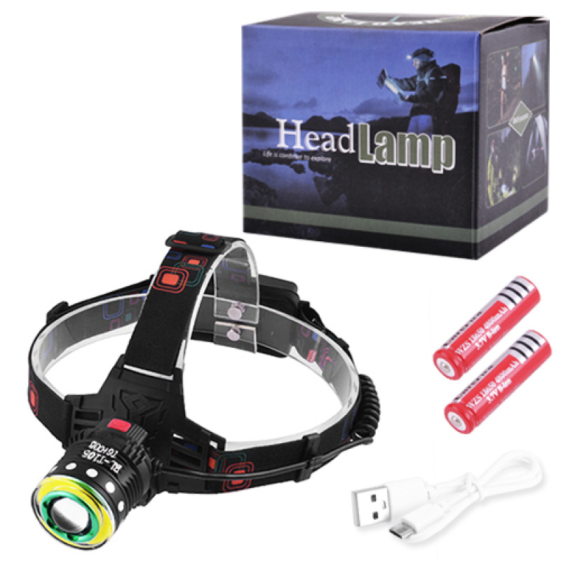 Ліхтар налобний Police T105-T6+COB, 2x18650, zoom, ЗУ microUSB, Box