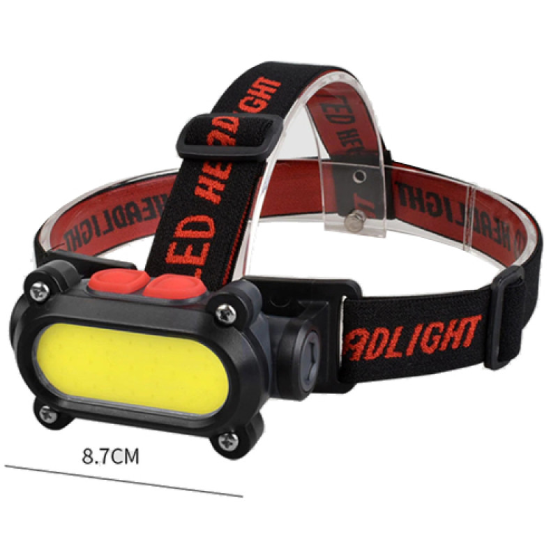Ліхтар налобний BL-209-COB (white+red), Li-Ion акум., Waterproof, ЗУ Type-C