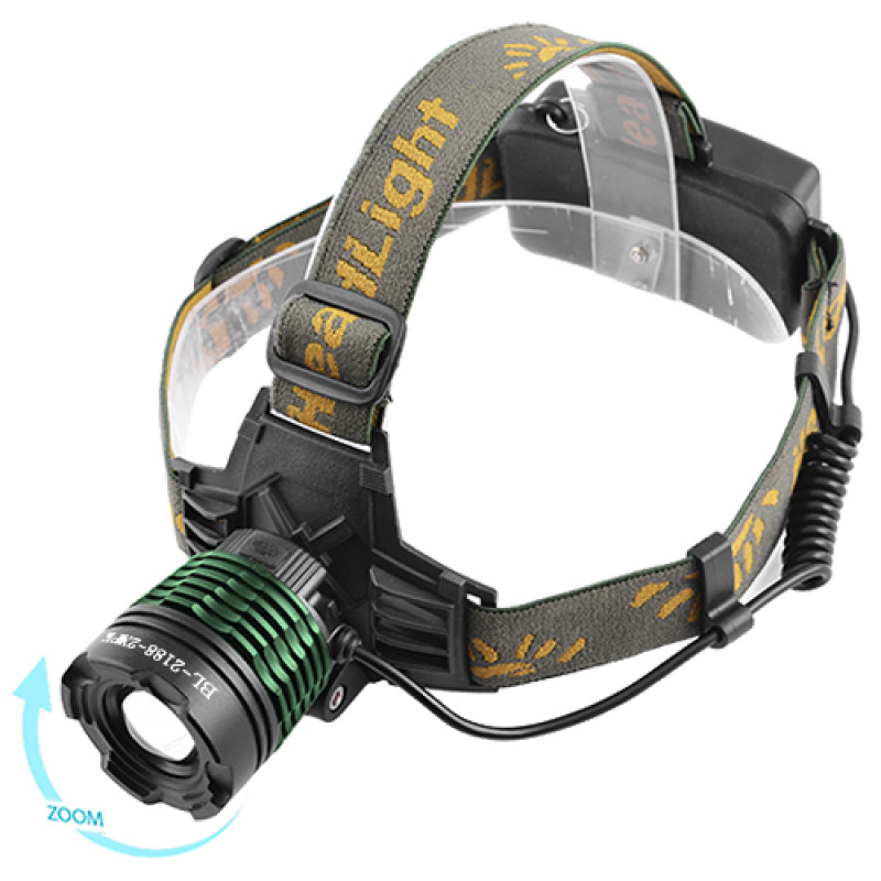 Ліхтар налобний Police 2188-2XPE (white+red), 2х18650, signal light, zoom, ЗУ mircoUSB, Box